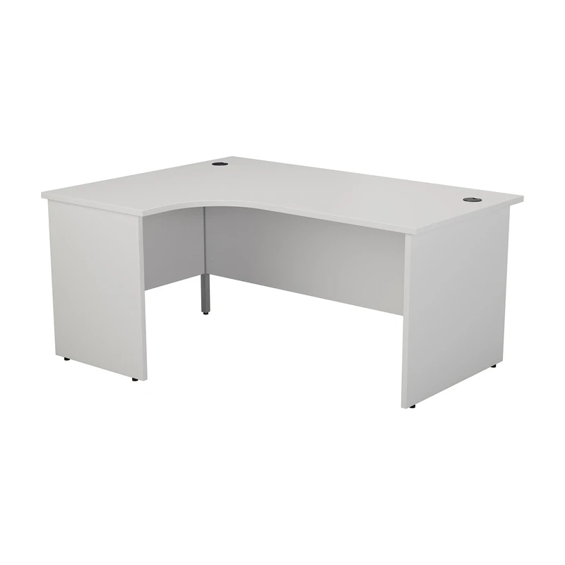 Office Hippo Professional Left Corner Office Desk, L-Shaped Desk, Strong & Reliable Panel Desk, Office Table With Integrated Cable Ports, PC Desk For Office & Home - White