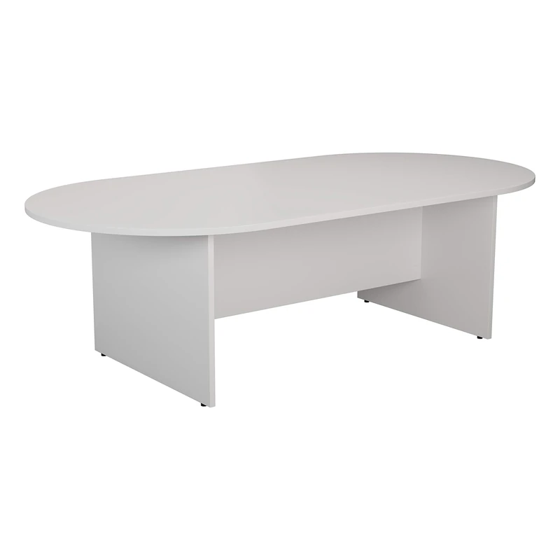 Office Hippo - Large Boardroom Table 240x100x73cm Modern White Radial D-End Table For Commercial Office Meeting Room. Sturdy Build, FSC Certified With Heat And Stain Resistant Table Top