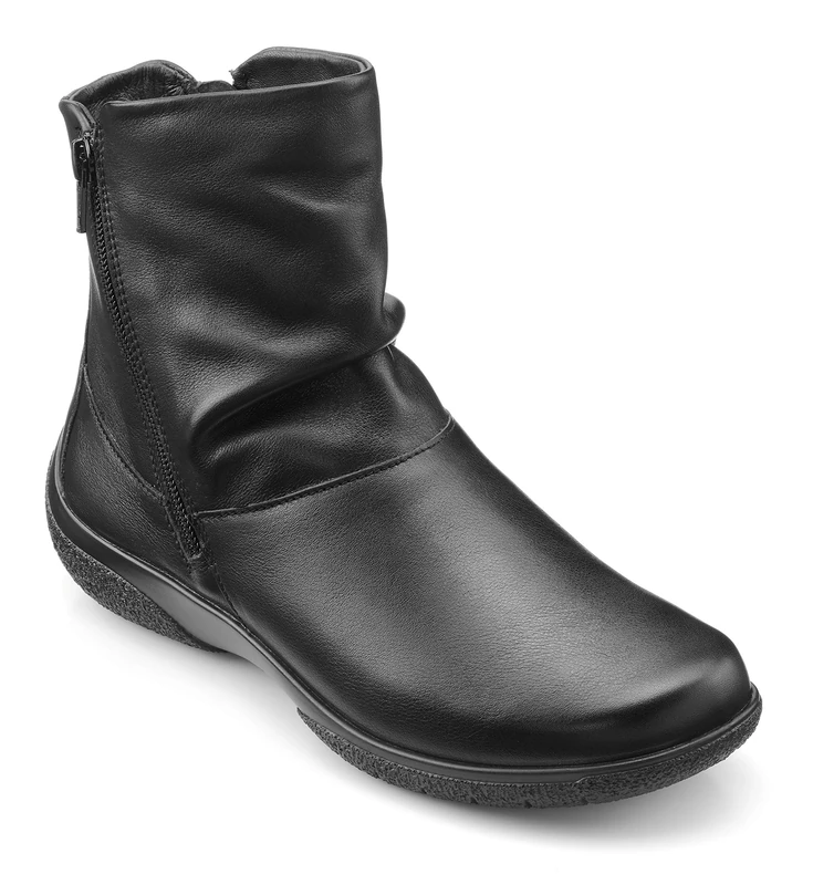 Hotter Whisper Women's Classic Mid-Cut Ankle Boot With Double Side Zips In Leather And Suede Wide EE Fit 3 UK