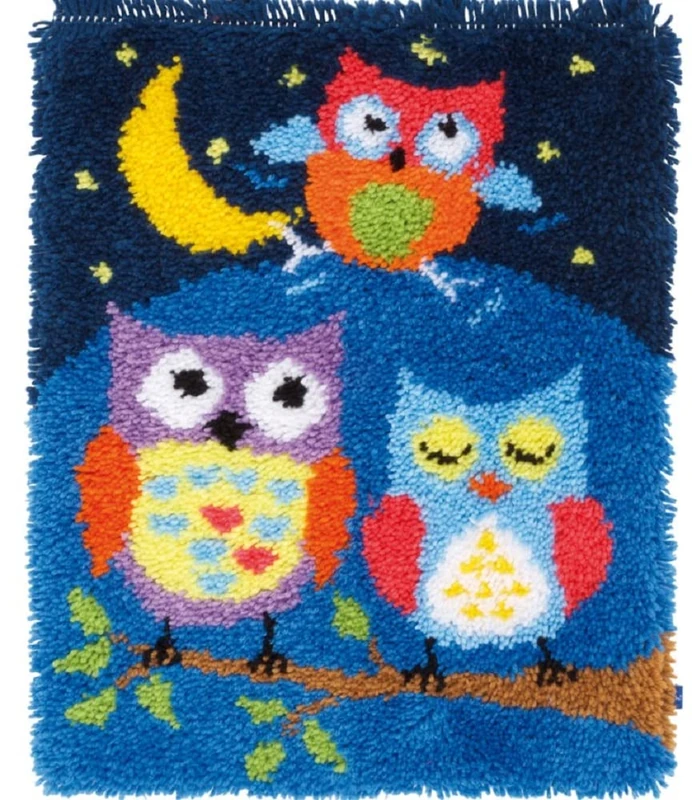 Vervaco Latch Hook Kit: Rug: Owls in The Night, NA, 43 x 54cm