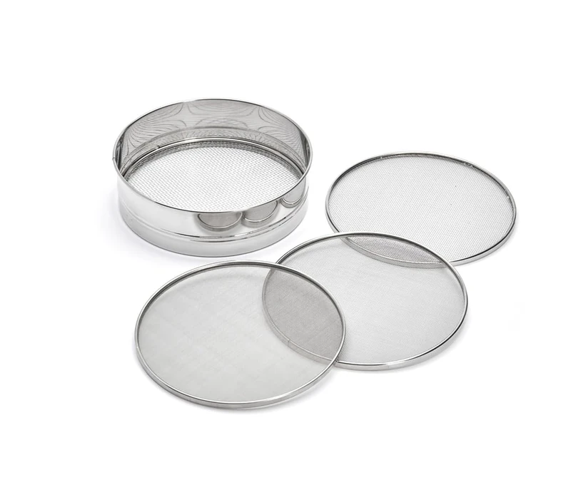 De Buyer 4605.21 4 x Interchangeable Grey Stainless Steel Mesh Sieves 0.5/1/2/3 mm, Diameter 21 cm