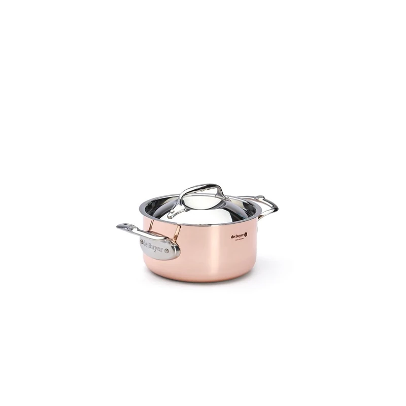 De Buyer 6442.16/Copper/Handles Made of Stainless Steel Saucepan with Lid 16 cm Diameter