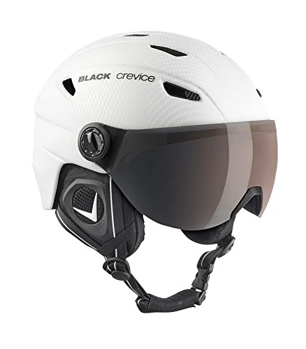 Black Crevice Adults Ski Helmet with Visor, Unisex, Skihelm, Carbon White, S