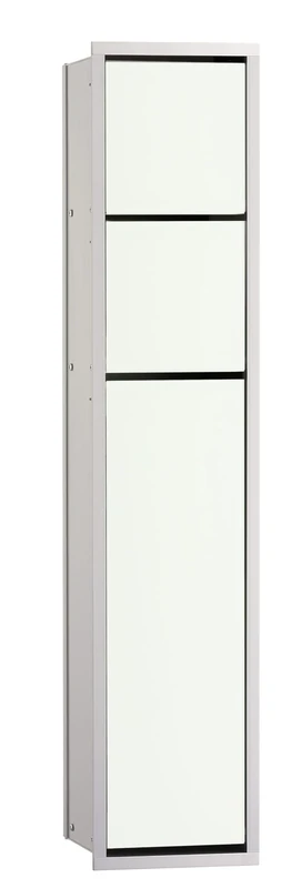 EMCO Asis 150 975027450 Flush-Mounted Bathroom Cabinet for Toilet, Wet Wipes, Aluminium/White Glass, Built-in Cabinet, Door Hinge Selectable, Aluminium, One Size