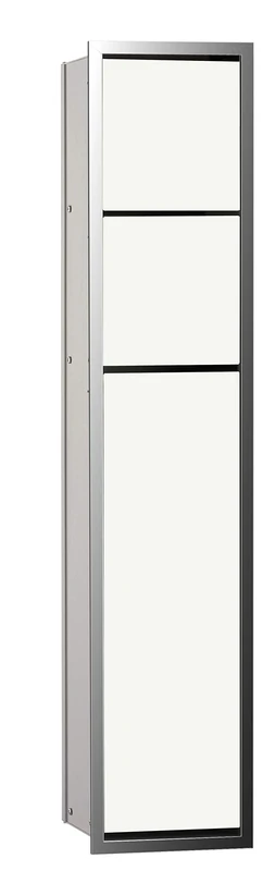 EMCO Asis 150 Flush-Mounted Cabinet Module, Bathroom Cabinet as Toilet Paper Holder & Toilet Brush Holder with Extra Compartment, Tall Cabinet with Push to Open Function, Optiwhite