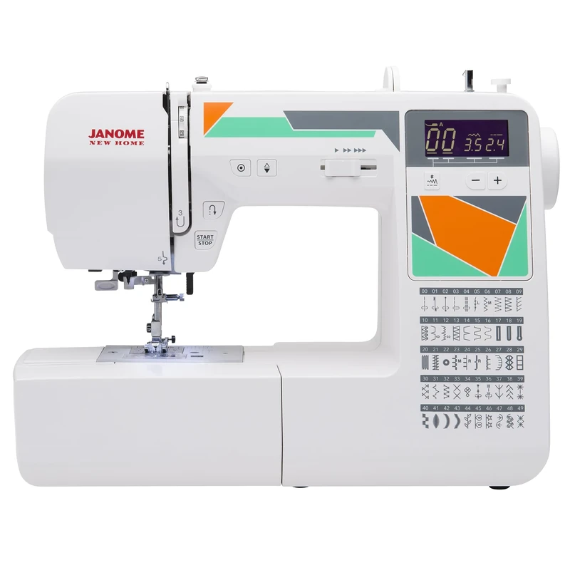 Janome 0018050DC 81050DC MOD MOD-50 Computerized Sewing Machine with 50 Built-in Stitches, 3 One-Step Buttonholes, Drop Feed and Accessories, Metal, Red