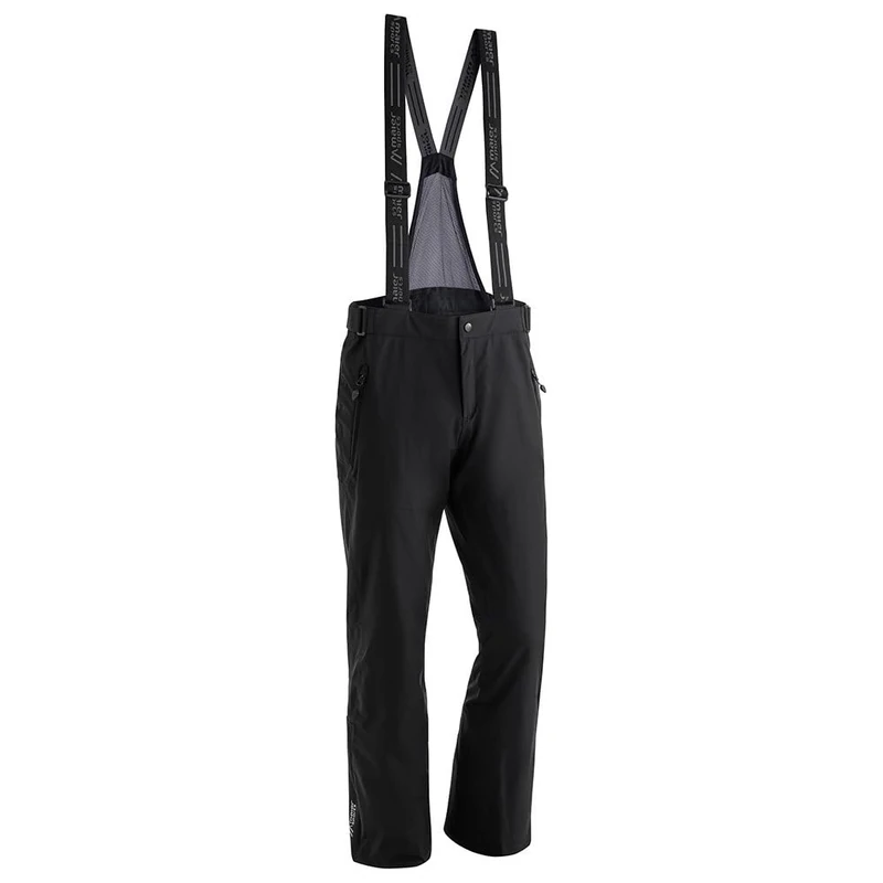 maier sports men's Anton light ski trousers, snow pants with suspenders, waterproof and windproof Black - Black