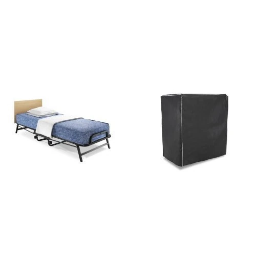 JAY-BE Crown Single Folding Bed with Antimicrobial, Water-Resistant Contract Sprung Mattress and Bed Cover
