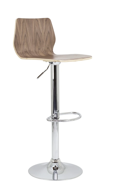Office Hippo Bistro Cafe Bar Stool, Chrome Base/Walnut Seat