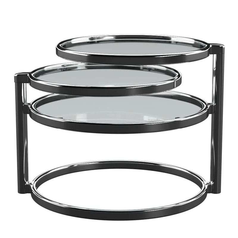 ASPECT Eterntity Glass Coffee Table Frames with Swivel Motion, Chrome/Clear, 58x50x43 cm,CT11C
