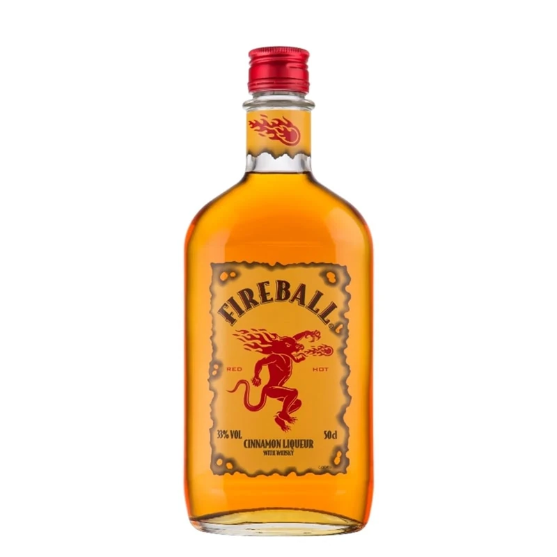 Fireball Cinnamon Whisky Liqueur, Canadian Whisky With Real Cinnamon, 33% ABV, 50cl, America's #1 Shot Brand, Best Served Cold, Spicy Flavour, Ideal for Shots, Mixed Drinks and Cocktails