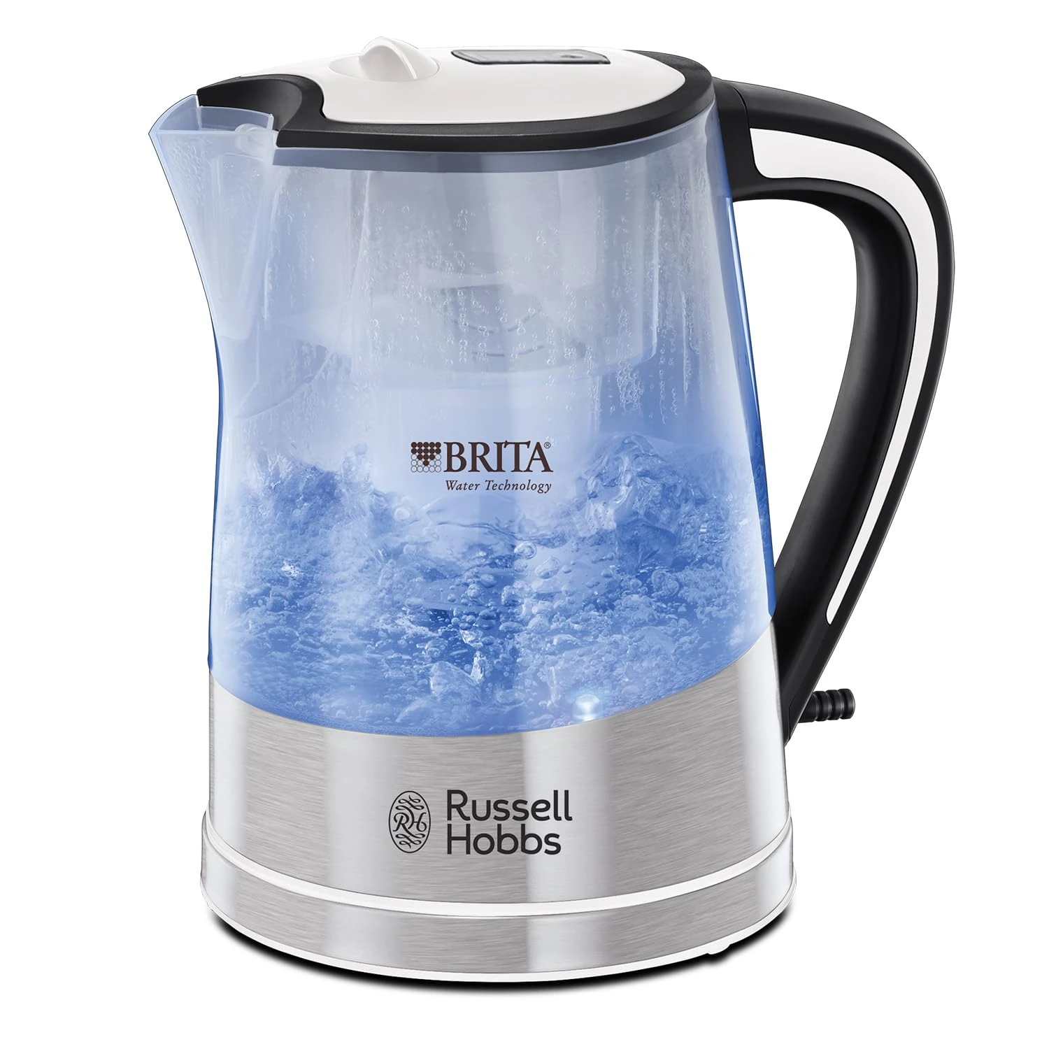 Russell Hobbs Brita Filter Purity 1.5L, Fast boil 3KW Electric Cordless Kettle for cleaner, clearer water (Brita Maxtra+ Cartridge inc with replacement reminder, Perfect pour spout, Plastic) 22851