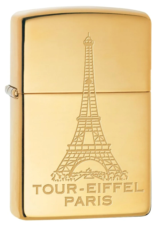 Zippo Tour Eiffel Storm Lighter, High Gloss Brass, Brushed, Refillable, Reusable, Windproof Design, Gift Box, Made in the USA