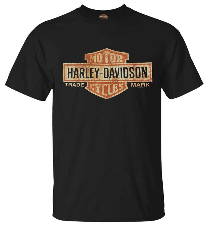 HARLEY-DAVIDSON Men's T-Shirt 30296553, Distressed Long Bar & Shield, Black, 4X Large