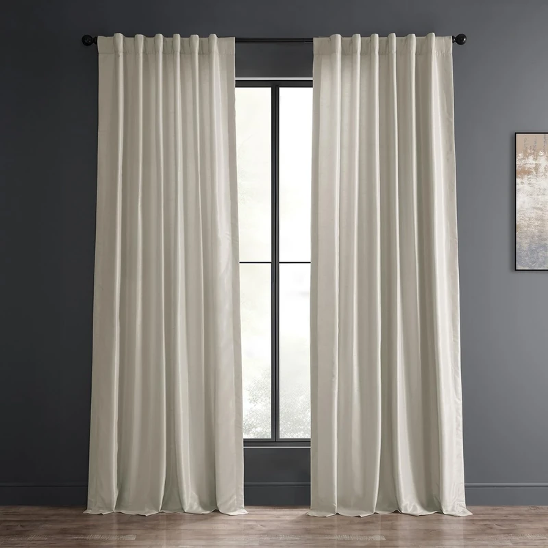HPD Half Price Drapes Faux Dupioni Silk Curtain Vintage Textured for Room Decor 50 X 84 (1 Panel), PDCH-KBS21-84, Mist Grey, Polyester Blend, 50 in x 84 in