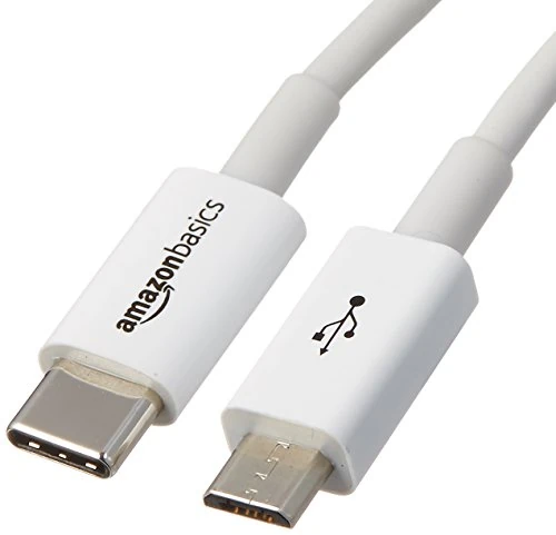 Amazon Basics USB Type-C to Micro-B 2.0 Cable - 1.8 m - White