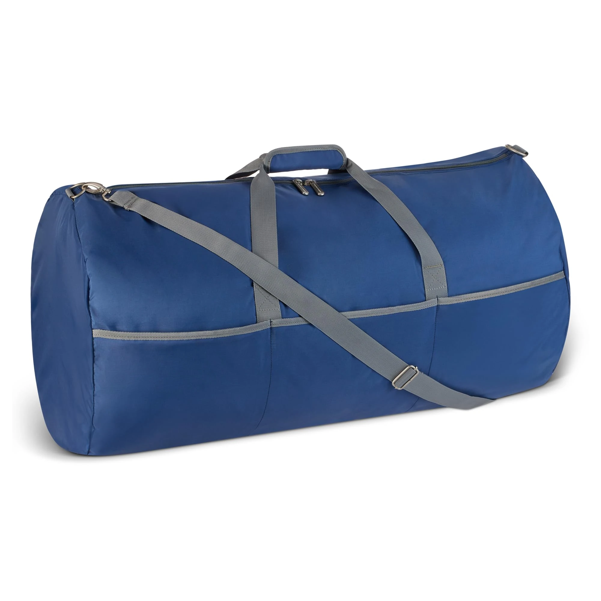 Amazon Essentials 32.4” (82.3cm) Extra Large Foldable Nylon Duffel Bag for Travel/Storage with Zipped Pockets, 9,254 Cubic Inch (150L), 50-LBS Capacity, Navy Blue (Previously Amazon Basics)