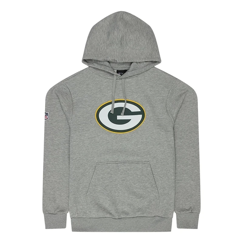 New Era Men's NFL Green Bay Packers Logo Long Sleeve Hoodie, Grey, X-Small