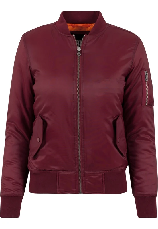 Urban Classics Women's Ladies Basic Bomber Jacket, Red - Rot (Burgundy 606), S UK