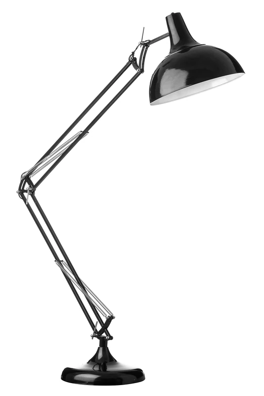 Premier Housewares E27 Adjustable Reading Lamp 60 W Metal Study Floor Desk Lamp Table Lamp Black Desk Lamps Office Adjustable 190h x 70w x 35d in cm