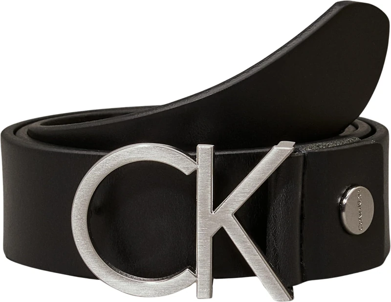 Calvin Klein Women's CK Logo Leather Belt - Black 3.5cm