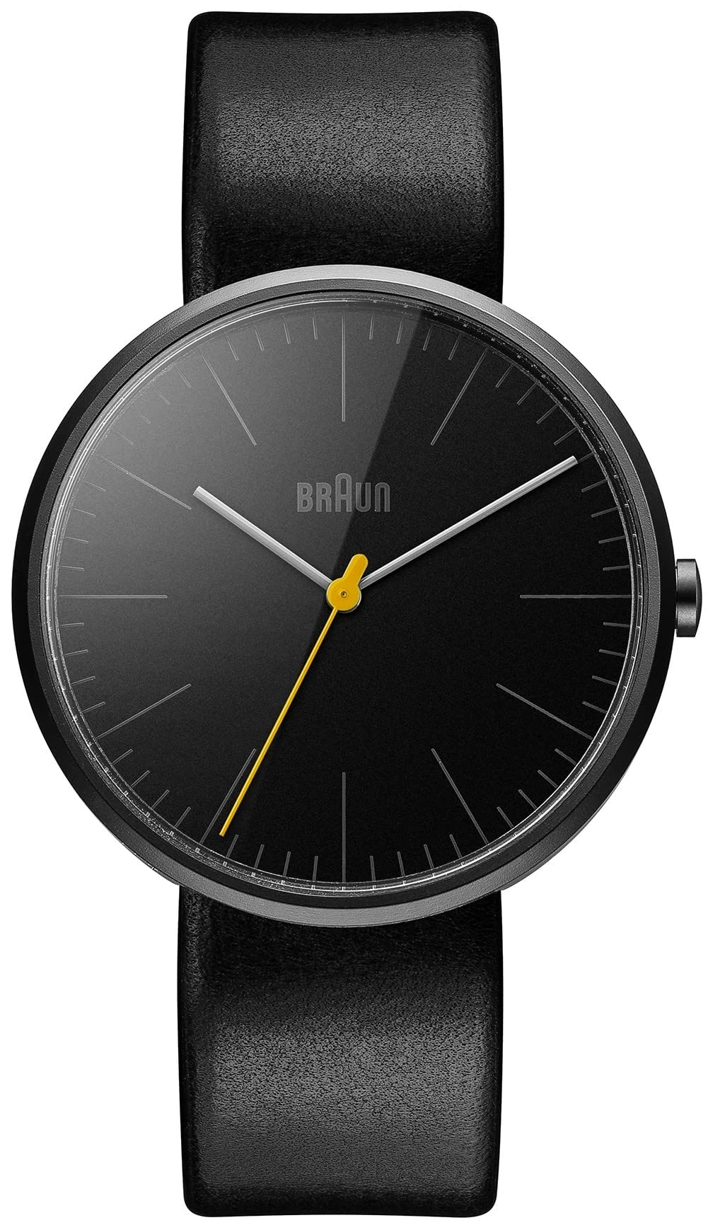 Braun Men's Quartz Watch with Black Dial Analogue Display and Black Leather Strap BN0172BKBKG