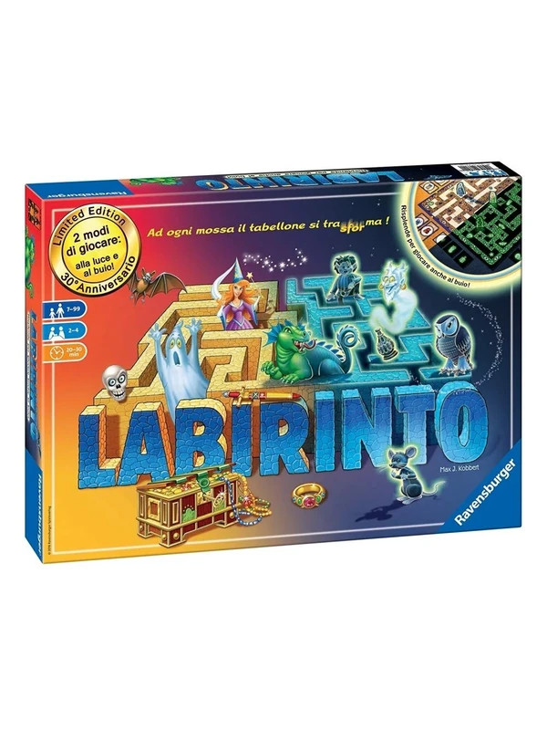 Ravensburger - Labyrinth Glow in The Dark Board Game for the Whole Family, 2-4 Players, Gift Idea for Children 7+ Years, Italian Edition