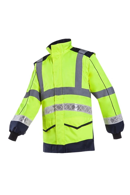 SIOEN 568AA2EU1278S Toury Hi-Vis Bomber Jacket with Detachable Sleeves, Small, Yellow/Navy - Image 1