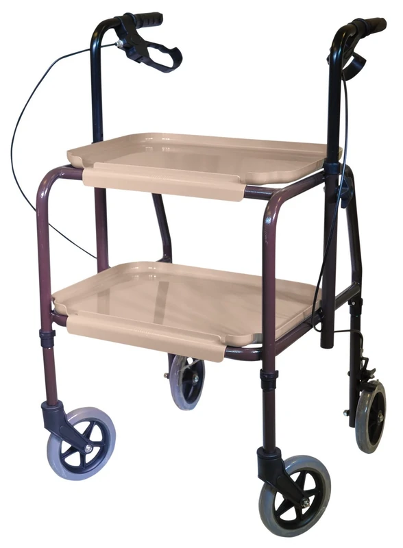 Aidapt Sturdy Height Adjustable Strolley Trolley with Brakes. Easy Removable Trays. Ideal for Transferring Meals, Dinner, Tea etc. Brakes for Added Security