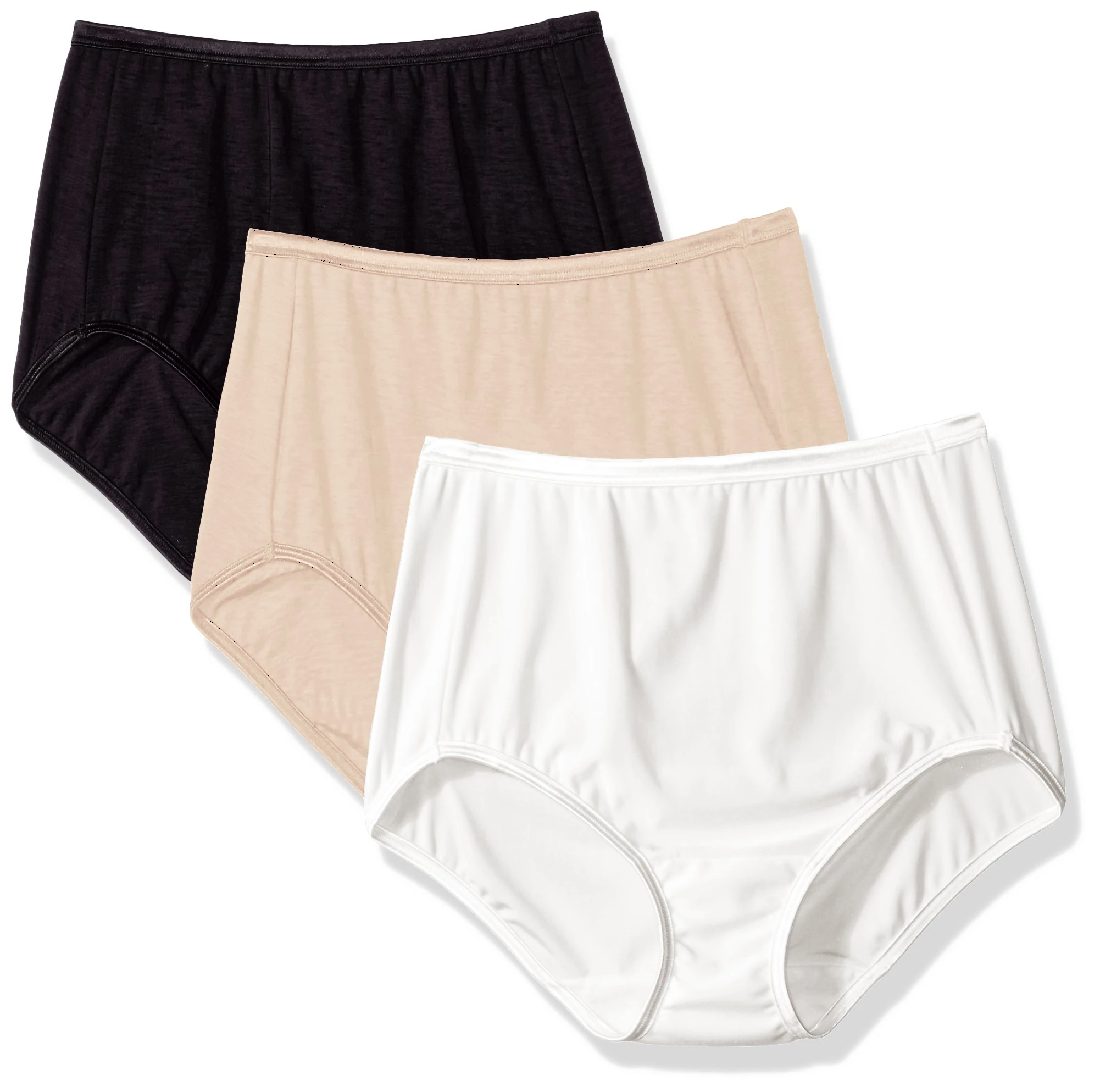 Vanity Fair Women's 3 Pack Illumination Brief Panty 13309, Star White/Rose Beige/Midnight Black, XXL (Pack of 3)