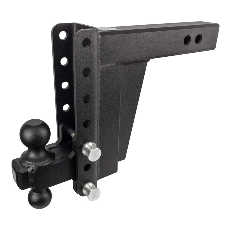 Bulletproof Hitches 2.5" Adjustable Extreme Duty (36,000lb Rating) 8" Drop/Rise Trailer Hitch with 2" and 2 5/16" Dual Ball (Black Textured Powder Coat, Solid Steel)