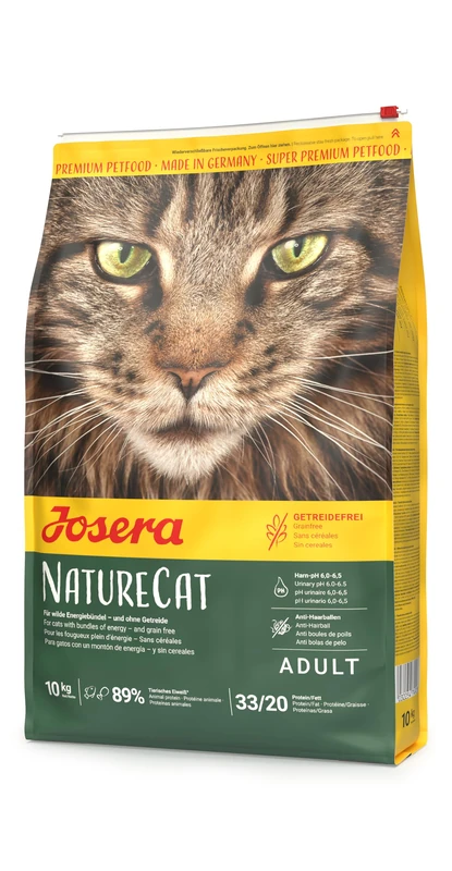 Josera NatureCat complete food | For adult cats & older kittens | Grain-free | Chicken & Salmon | Anti-Hairball | Herbs & Fruits | Urinary pH | 10kg