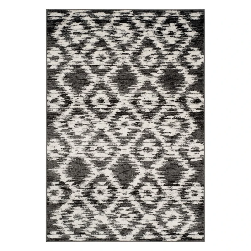 Safavieh Modern Diamond Trellis Indoor Woven Rectangle Area Rug, Adirondack Collection, ADR118, in Charcoal / Ivory, 91 X 152 cm for Living Room, Bedroom or Any Indoor Space