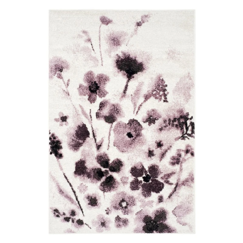 Safavieh Modern Rug for Living Room, Dining Room, Bedroom - Adirondack Collection, Short Pile, in Ivory and Purple, 91 X 152 cm