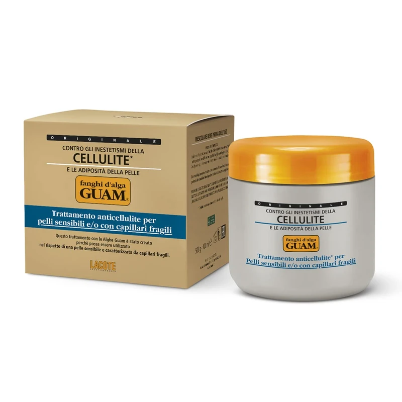 Guam, Algae fango Guam, Anticellulite Treatment for Sensitive Skin and/or with Fragile Capillaries, Visible Reduction of Cellulite and Fat Deposits on the Skin, Made in Italy, 500 g Pack