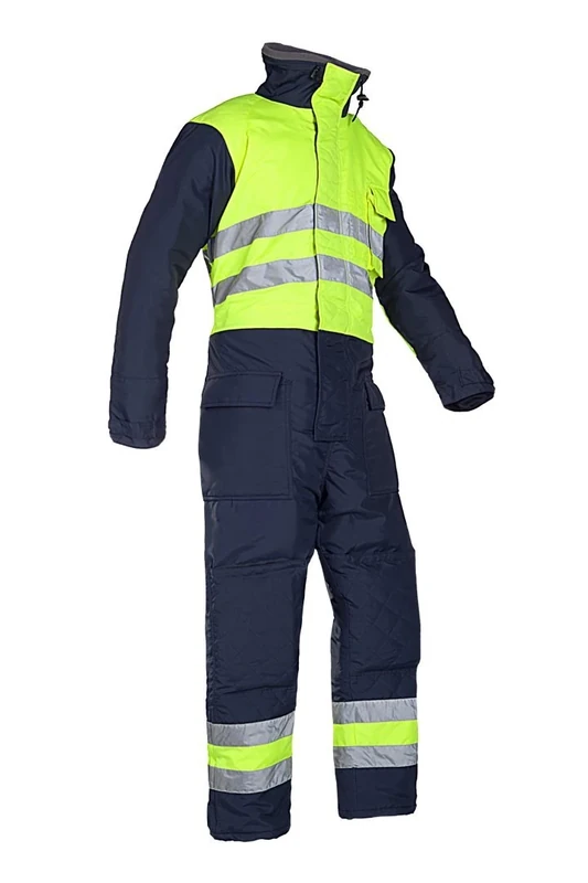 SIOEN 6148A2PM1278L Balley cold storage coverall, Large, Hi-Vis Yellow/Navy