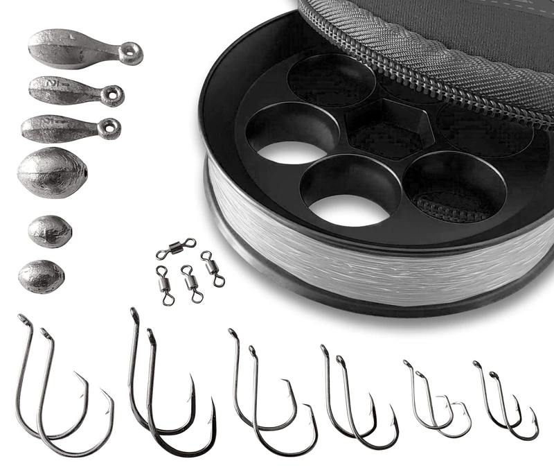 Yoyito Aluminum Hand Line Reel Pocket/Travel Fishing Kit (Black Reel / 30 lb Clear line) - Image 1