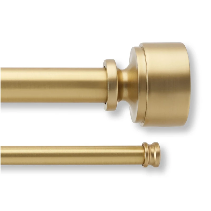 MODE Premium Collection Double Curtain Rod Set with Mod Doorknob Finials - 72 to 144 in, Gold