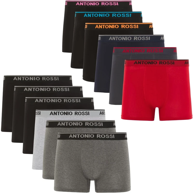 ANTONIO ROSSI Mens (12-pack) Hipsters Fitted Boxer, Dark Assorted, M UK