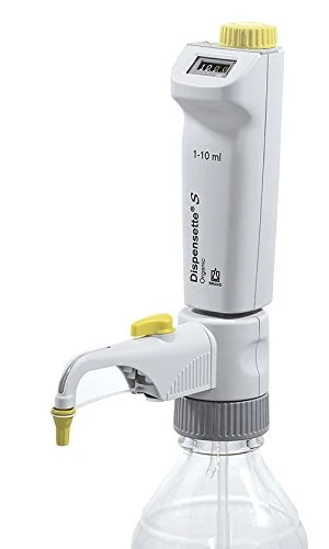 Bottletop dispenser Dispensette® S Organic, Digital, DE-M marking, 5-50 ml, with recirculation valve