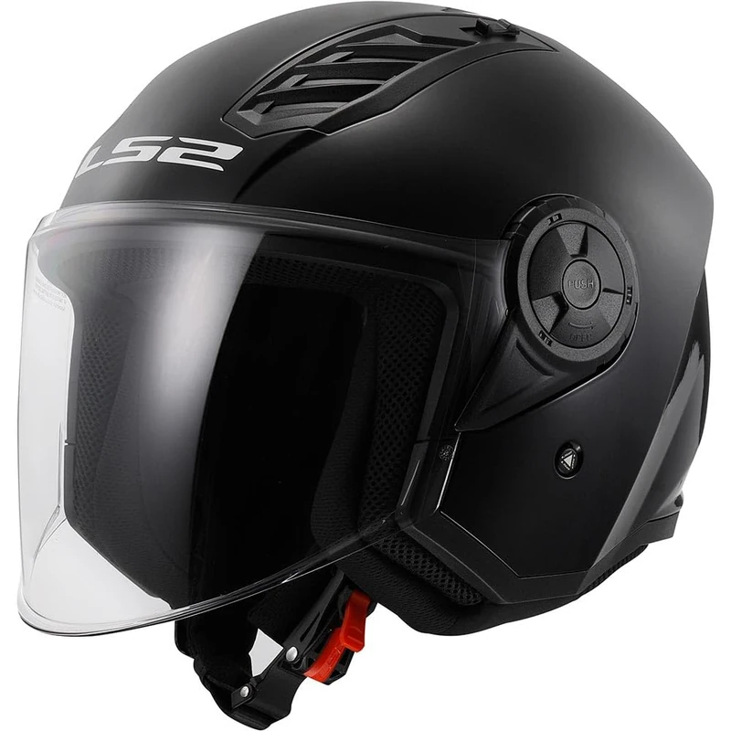 LS2 Motorcycle Helmet - Open Face OF562 - Airflow LS2 Gloss Black Long - Medium