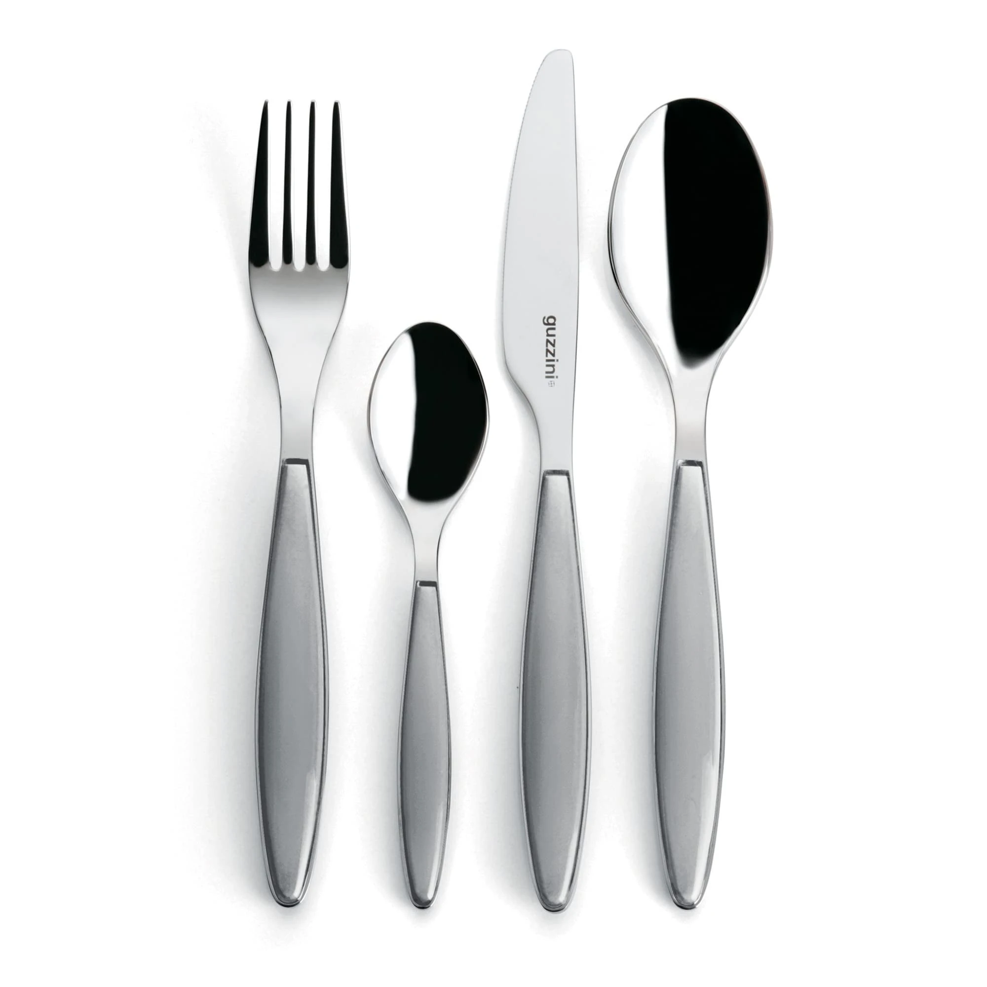 Guzzini - Feeling, 24-Piece Cutlery Set - Sky Grey, 15.8 x 7.5 x h25.5 cm - 23000092