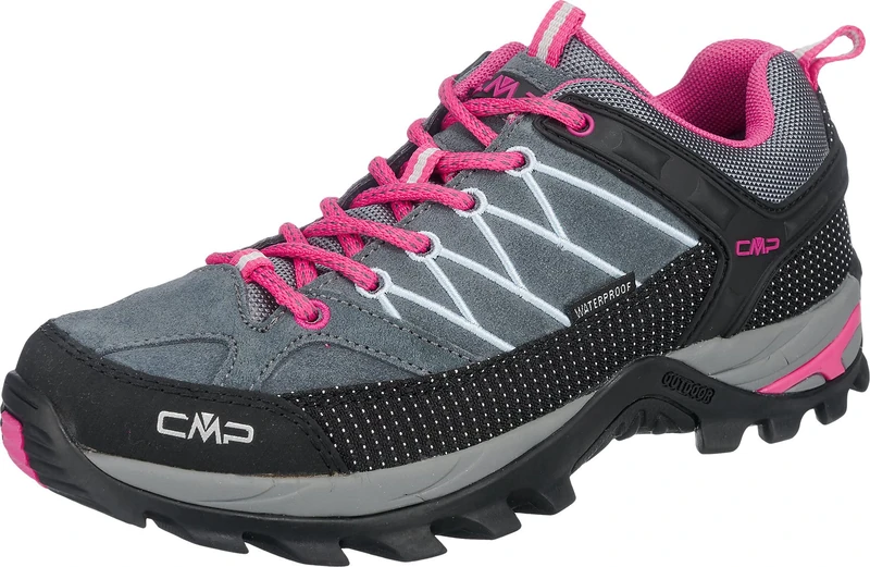 CMP Campagnolo Women's Rigel Low High Rise Hiking Shoes, Grey Fuxia Ice, 7 UK