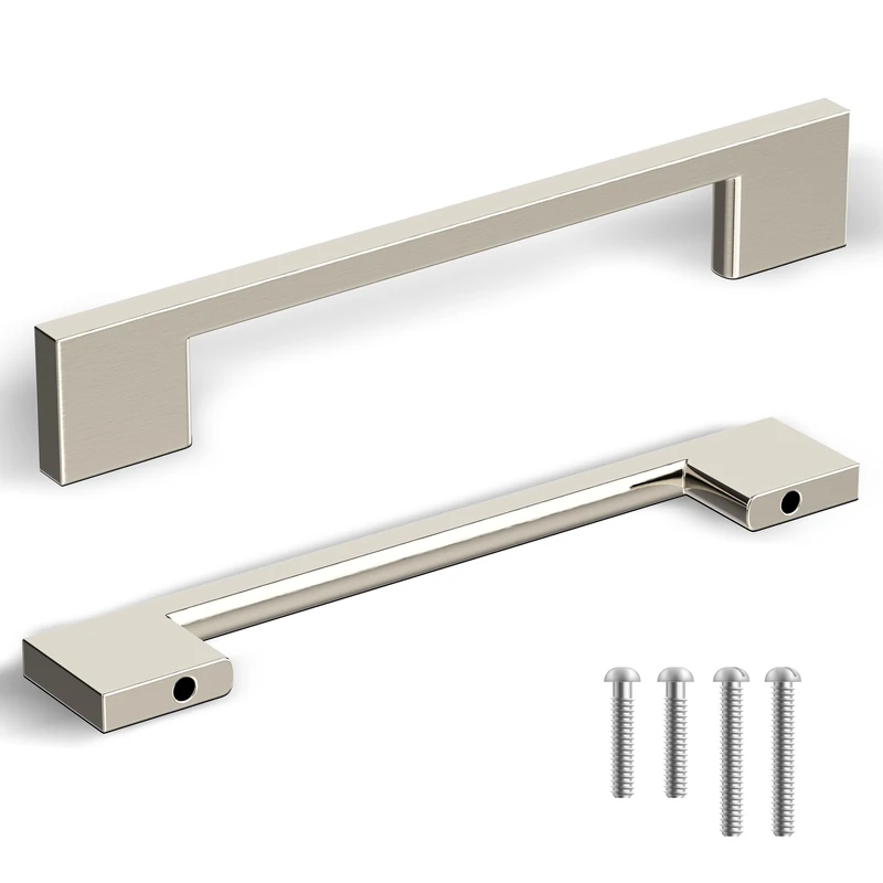 Southern Hills - 128mm Brushed Nickel Drawer Handles, Modern Kitchen Cabinet Handles, Silver Kitchen Handles for Cabinets and Drawers, Cupboard Door Accessories