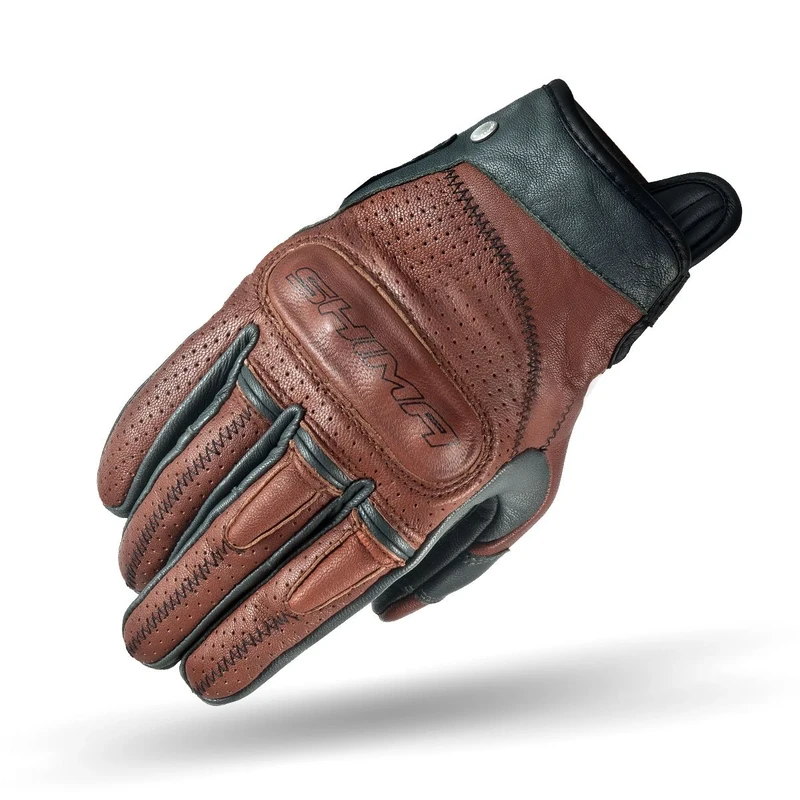 SHIMA CALIBER Motorbike Gloves Men Leather Summer Biker Armoured Protectors Motorcycle Perforated Ventilated Reinforced Motorsport Glove Street Motorbikes (Mens, Men / Brown, XL)