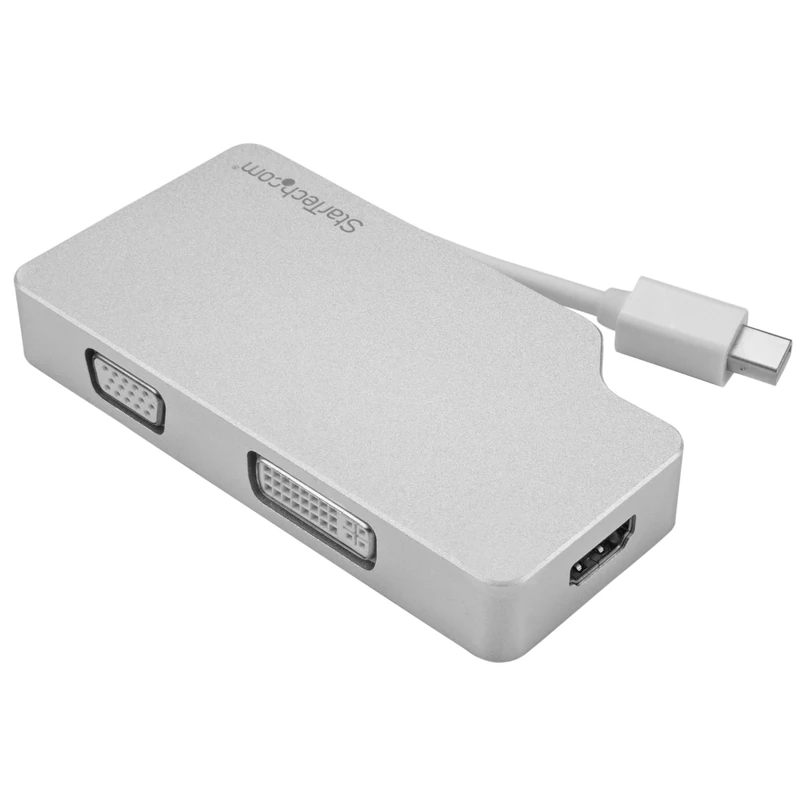 StarTech.com Aluminum Travel A/V Adapter: 3-in-1 Mini DisplayPort to VGA, DVI or HDMI - mDP Adapter - 4K (MDPVGDVHD4K) - Image 1