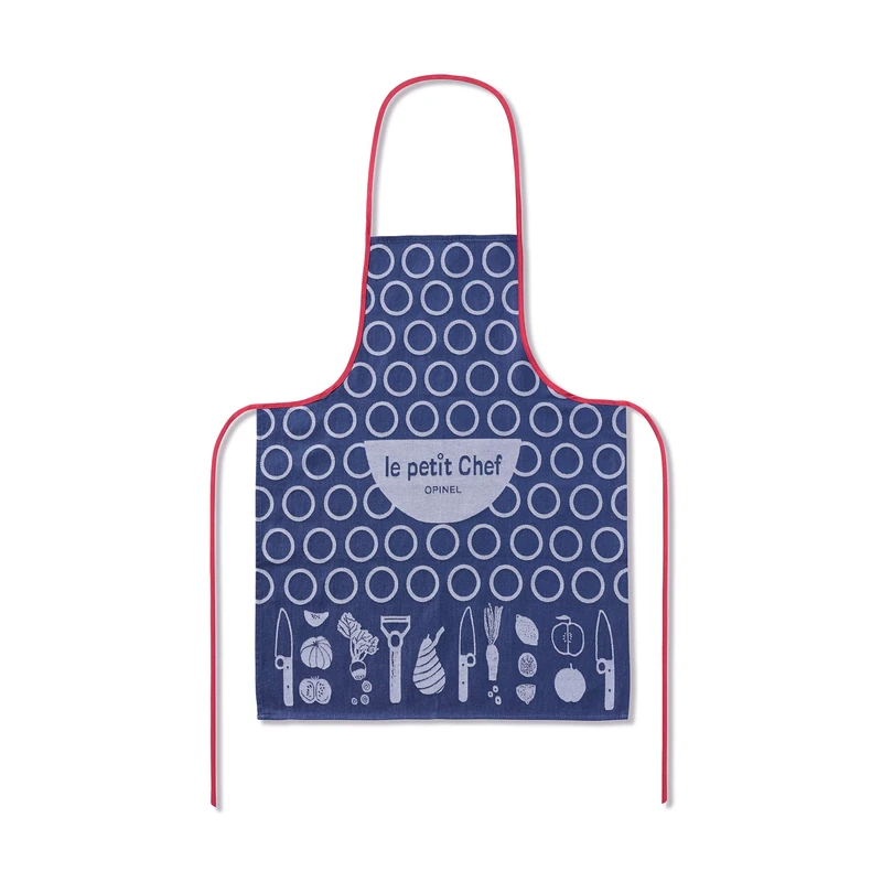 Opinel Children's Cotton Apron, Blue/Red, 53 x 69 cm