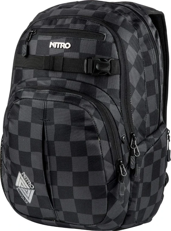 Nitro Chase Rucksack, Schulrucksack mit Organizer, Schoolbag, Daypack mit 17 Zoll Laptopfach, CHECKER
