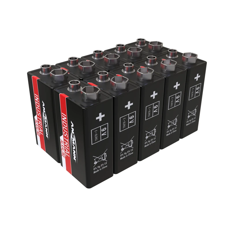 ANSMANN 9V Industrial Alkaline Batteries [Pack of 10] Long Lasting High Capacity Square 9V E-Block Battery For Household Appliances and Industrial or Laboratory Equipment