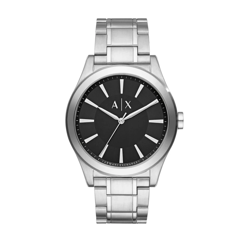 Armani Exchange Nico Men's Quartz Watch with Black Dial and Silver Stainless Steel Bracelet AX2320 - Image 1